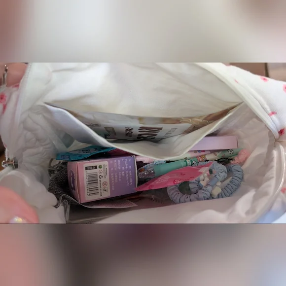 Stuffed With Goodies Primark White Quilted Cushion Cover with Pink Rose Print - Picture 3 of 7